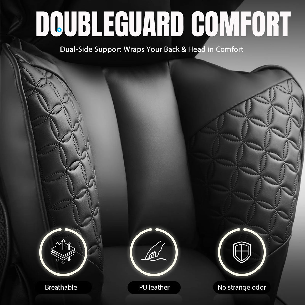 COMHOMA Ergonomic Leather Office Chair With Footrest Adjustable Armrests