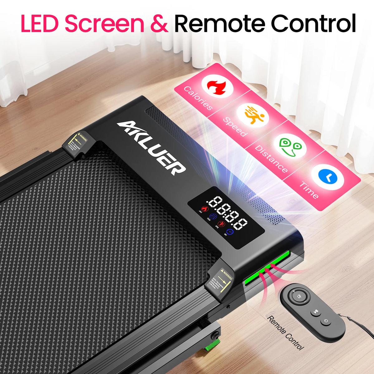 Akluer Portable Under Desk Walking Pad Treadmill With Remote