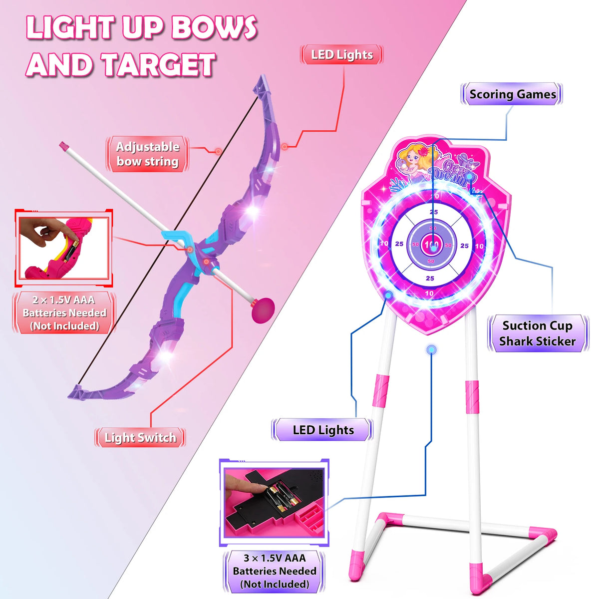 Vatos Night Light Bow And Arrow Archery Outdoor Game