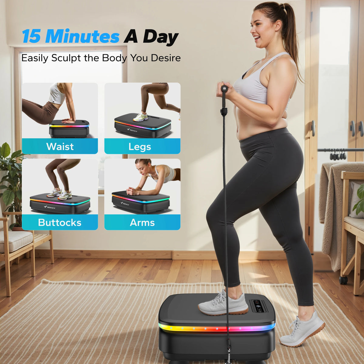 Merach Standing Vibration Plate Exercise Machine With Remote