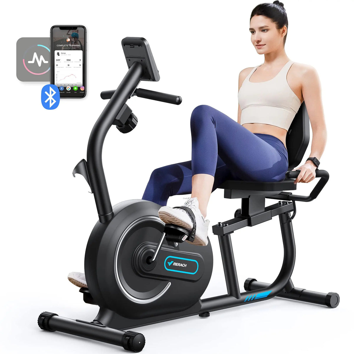 Merach Recumbent Exercise Bike With Smart Bluetooth Connectivity