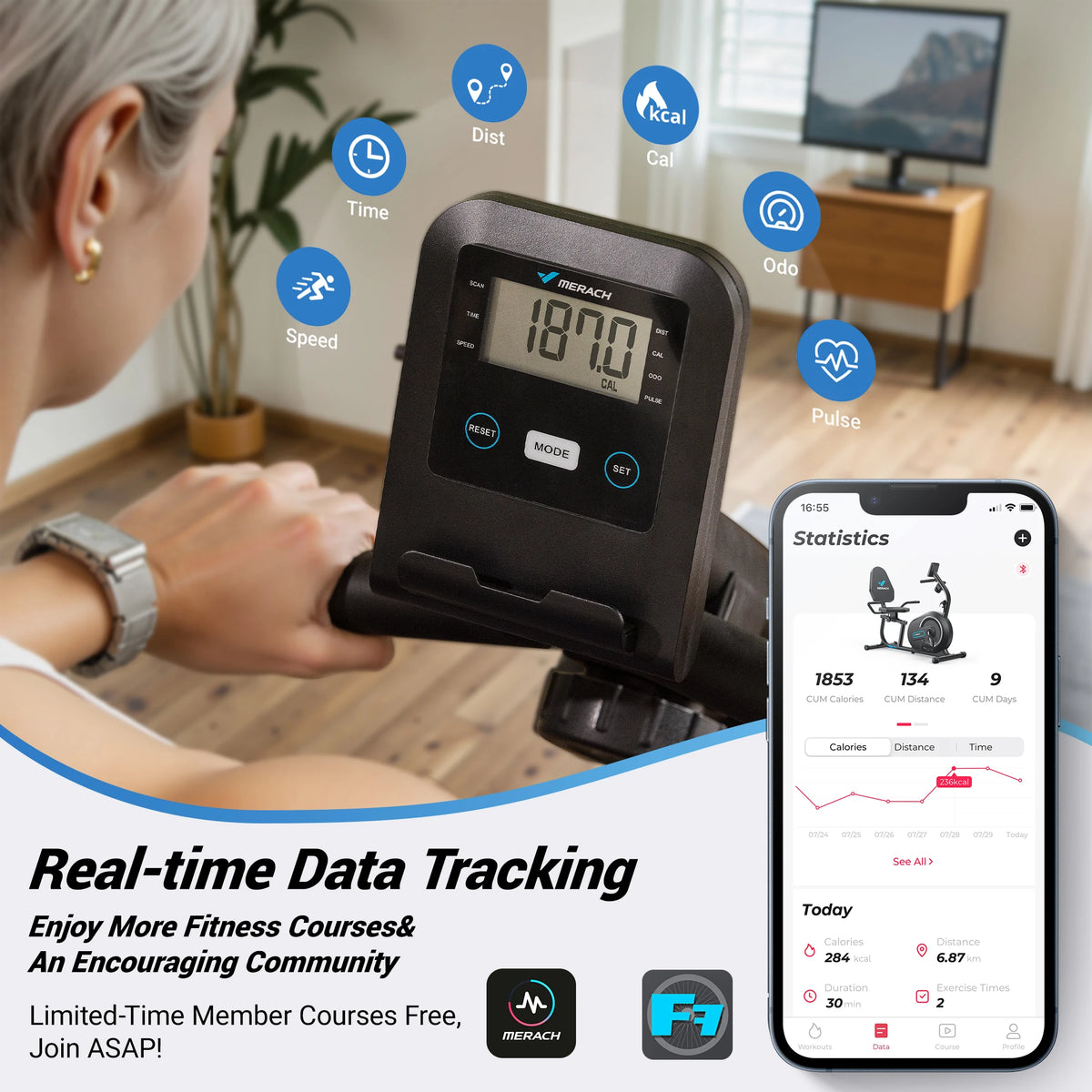 Merach Recumbent Exercise Bike With Smart Bluetooth Connectivity