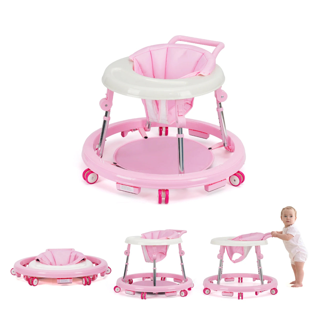 Wismind Adjustable Foldable Baby Walker With Activity Tray