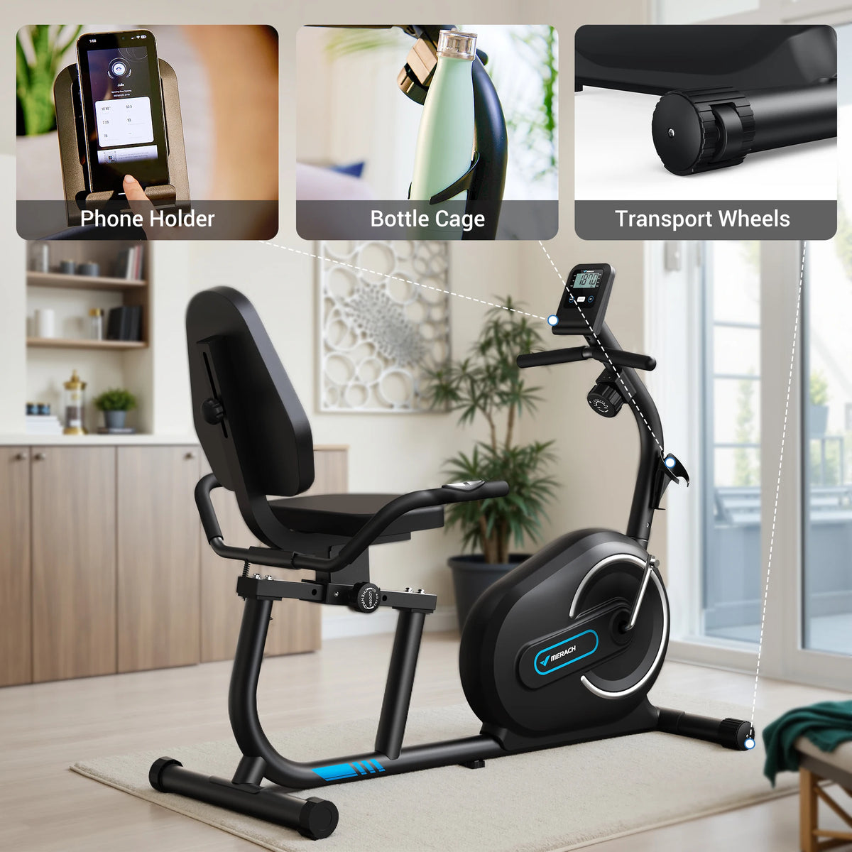 Merach Recumbent Exercise Bike With Smart Bluetooth Connectivity