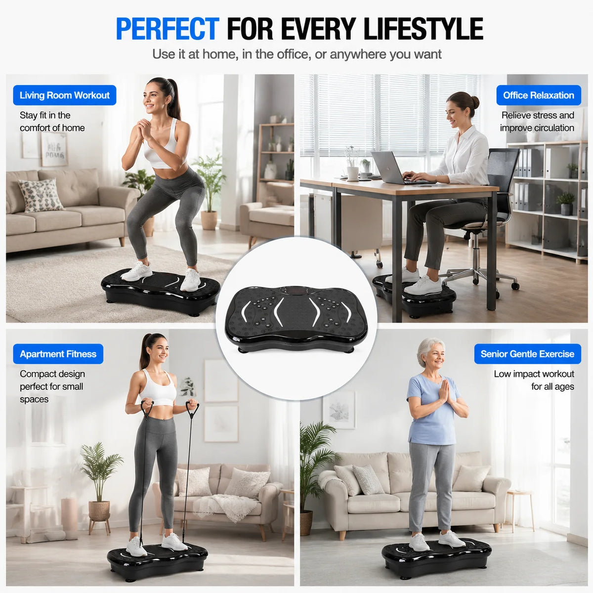 Bluetooth Vibration Plate Fitness Machine With Foot Massage Pedals