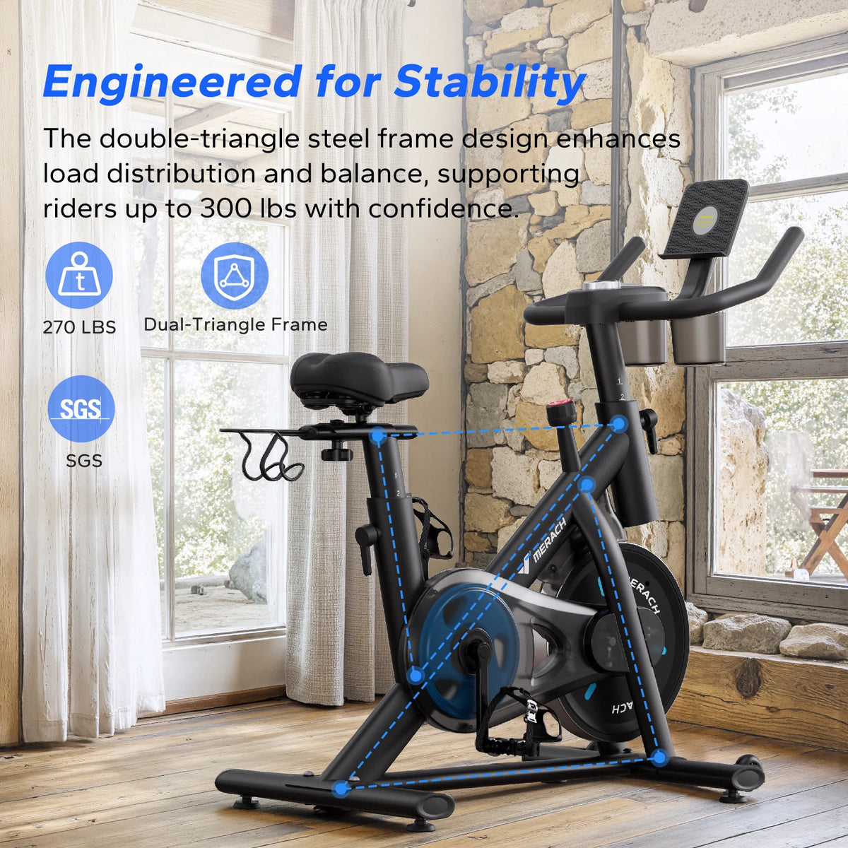 MERACH Magnetic Stationary Indoor Cycling Bike Low Noise App Control