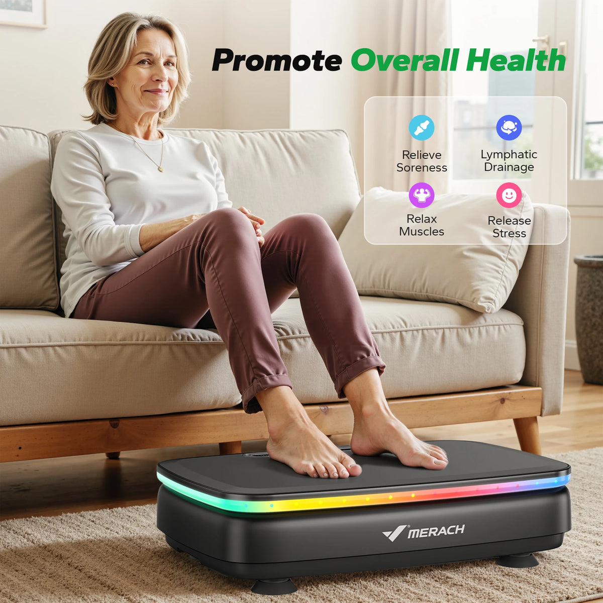 Merach Standing Vibration Plate Exercise Machine With Remote