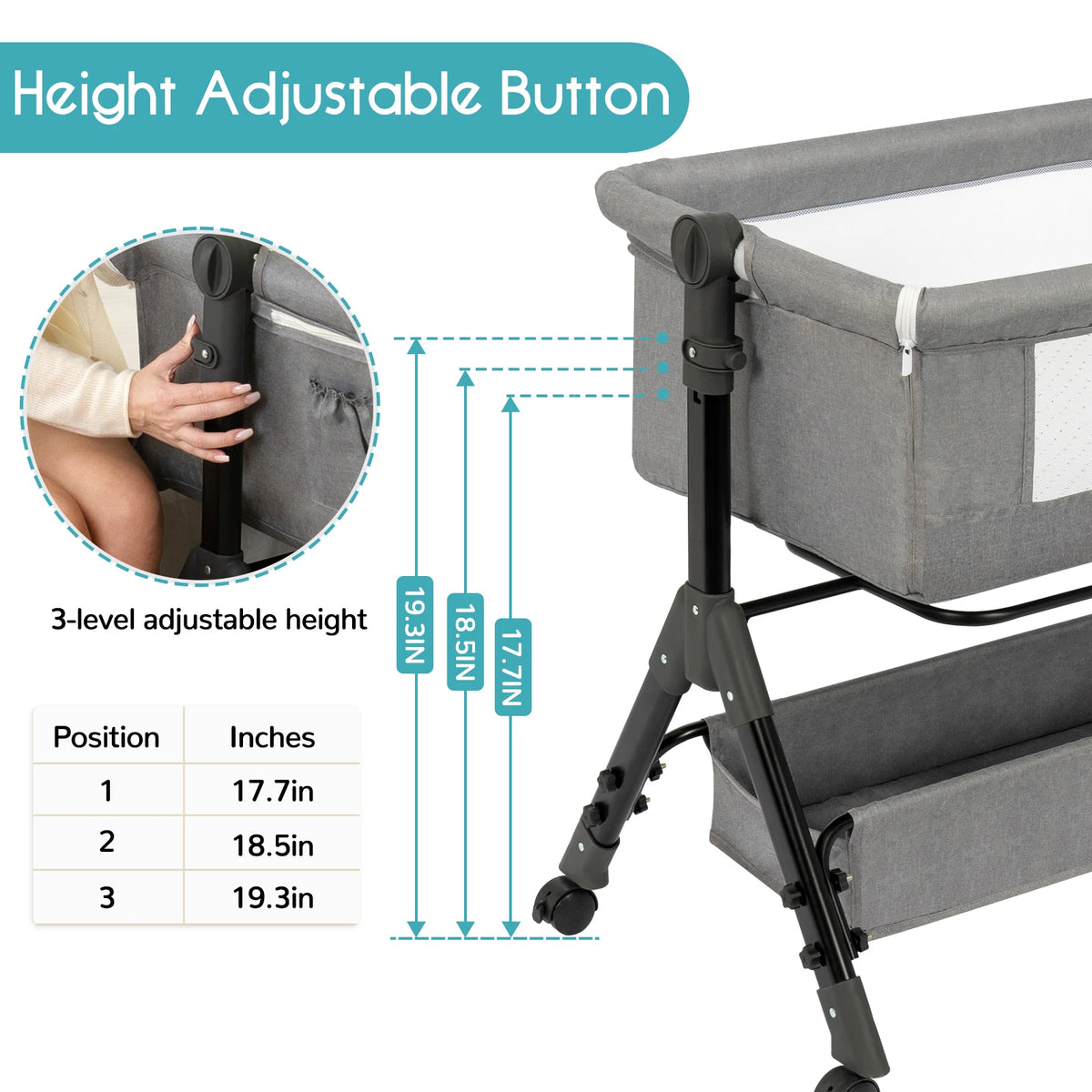 3 In 1 Foldable Baby Bassinet Bedside Sleeper Portable Cradle