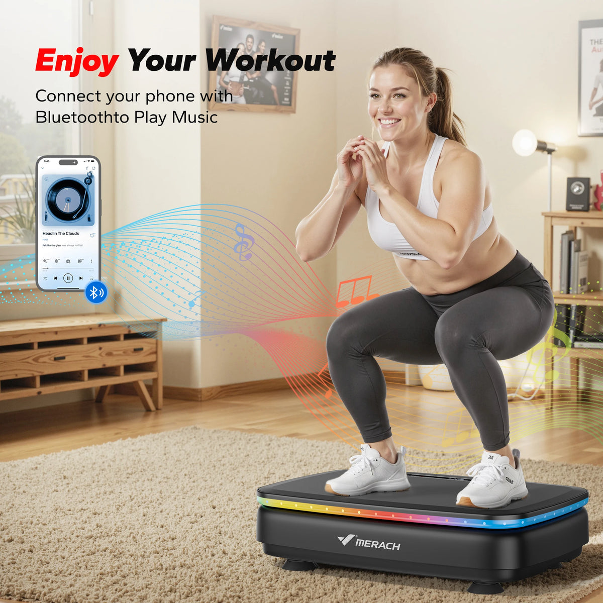 Merach Standing Vibration Plate Exercise Machine With Remote