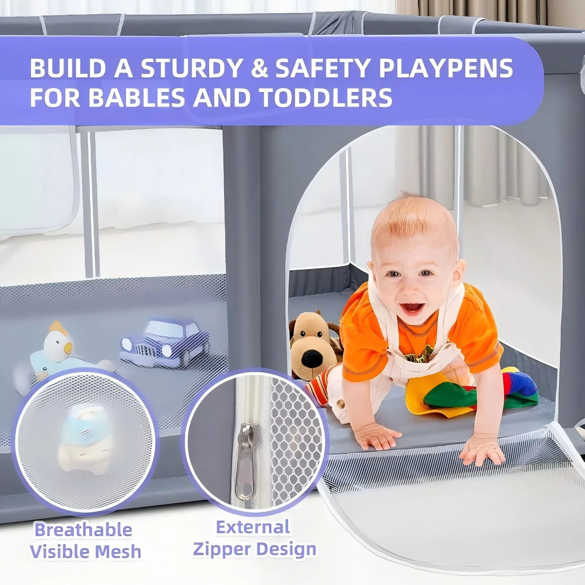 Breathable Mesh Toddler Playpen For Indoor And Outdoor Use