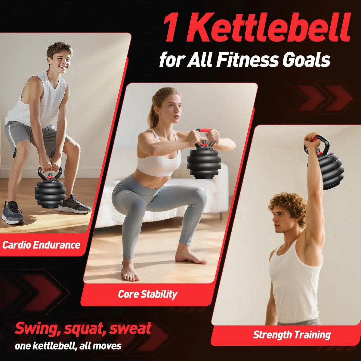 FED Fitness 5 In 1 Adjustable Dumbbell Barbell Kettlebell Set