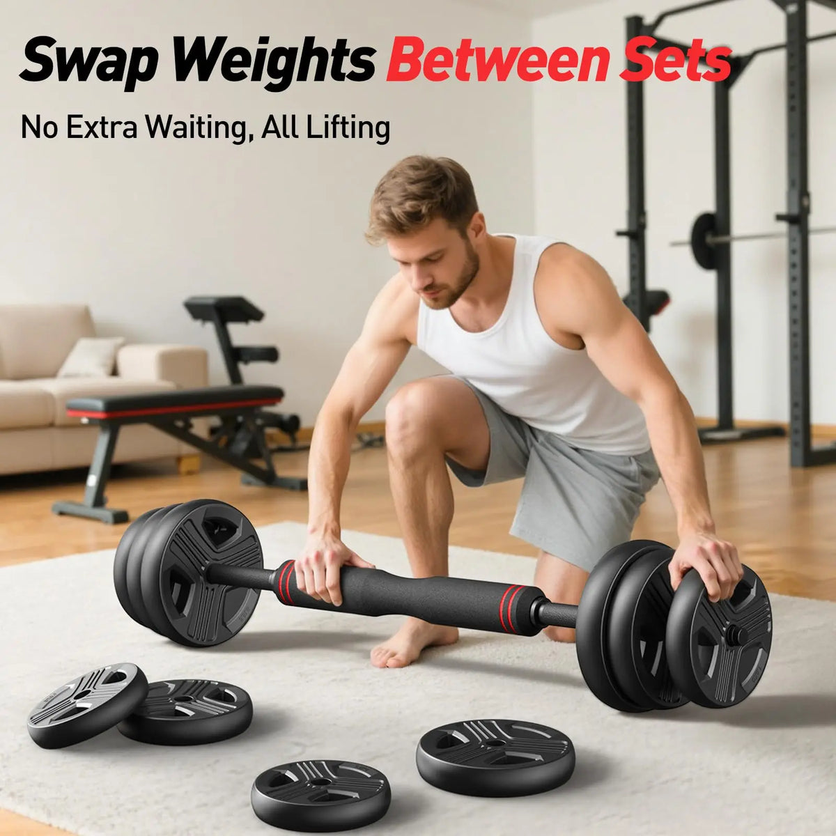 FED Fitness Adjustable 5 In 1 Multifunctional Dumbbell Set