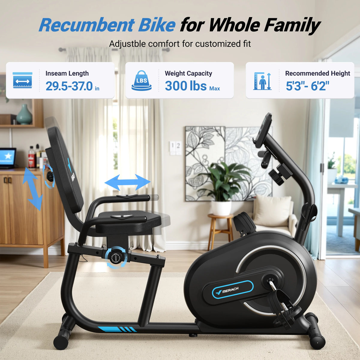 Merach Recumbent Exercise Bike With Smart Bluetooth Connectivity