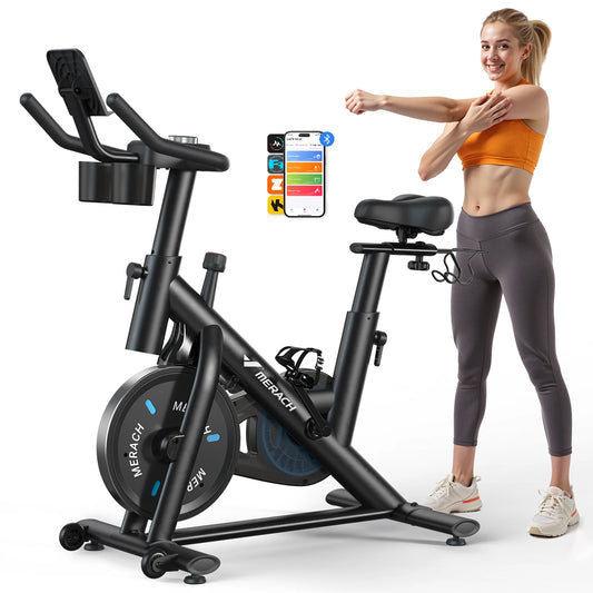 MERACH Magnetic Stationary Indoor Cycling Bike Low Noise App Control
