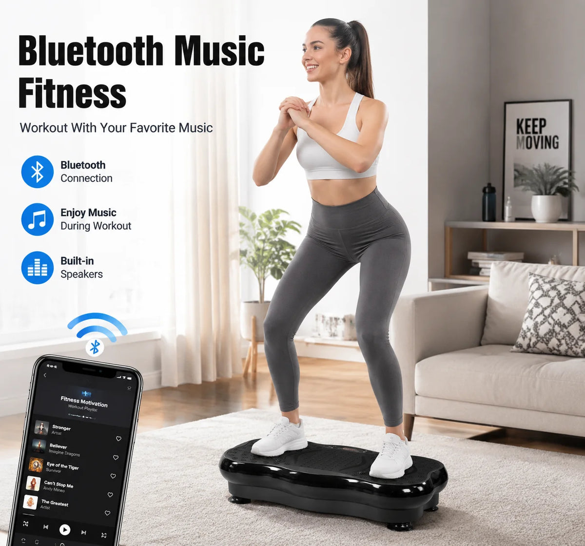 Bluetooth Vibration Plate Fitness Machine With Foot Massage Pedals
