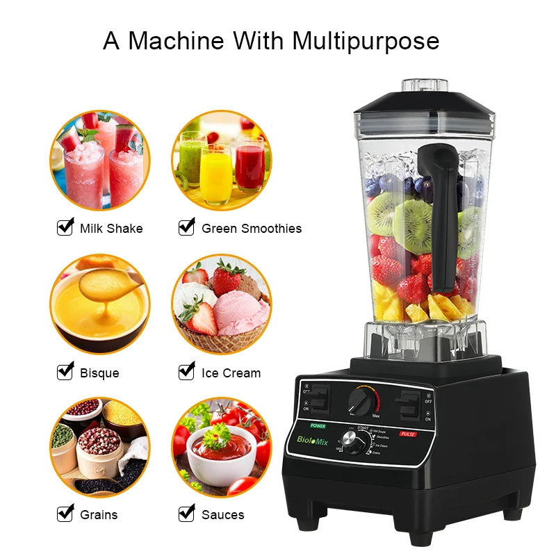 BioloMix Professional Smart Timer Blender And Ice Smoothie Crusher