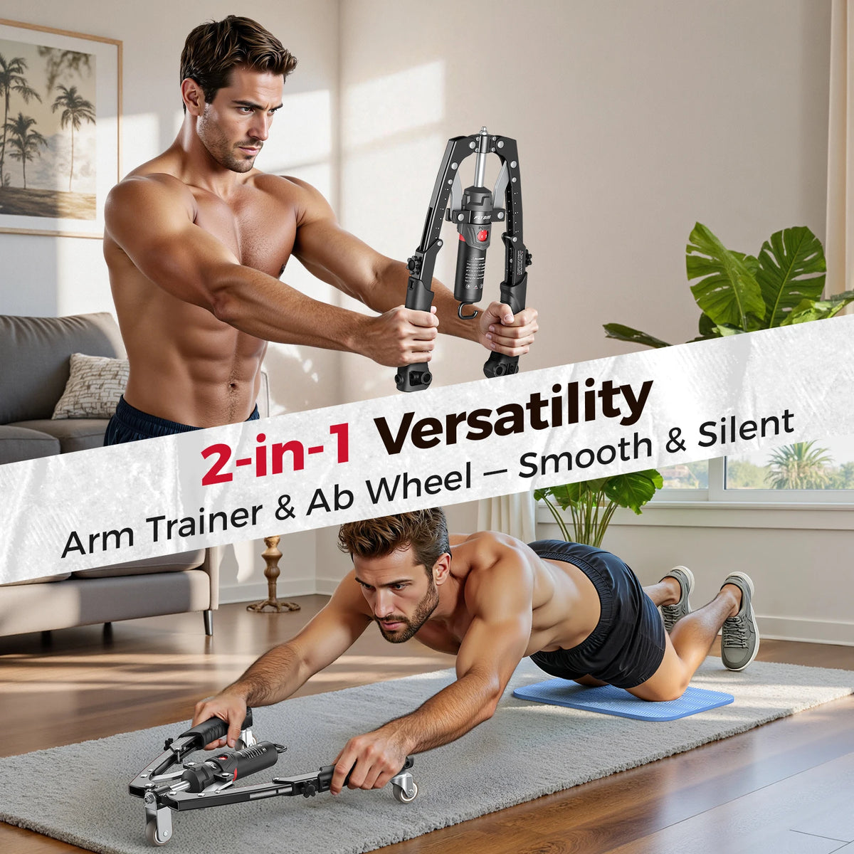 Fed Fitness Hydraulic Arm Trainer With Ab Roller Wheel
