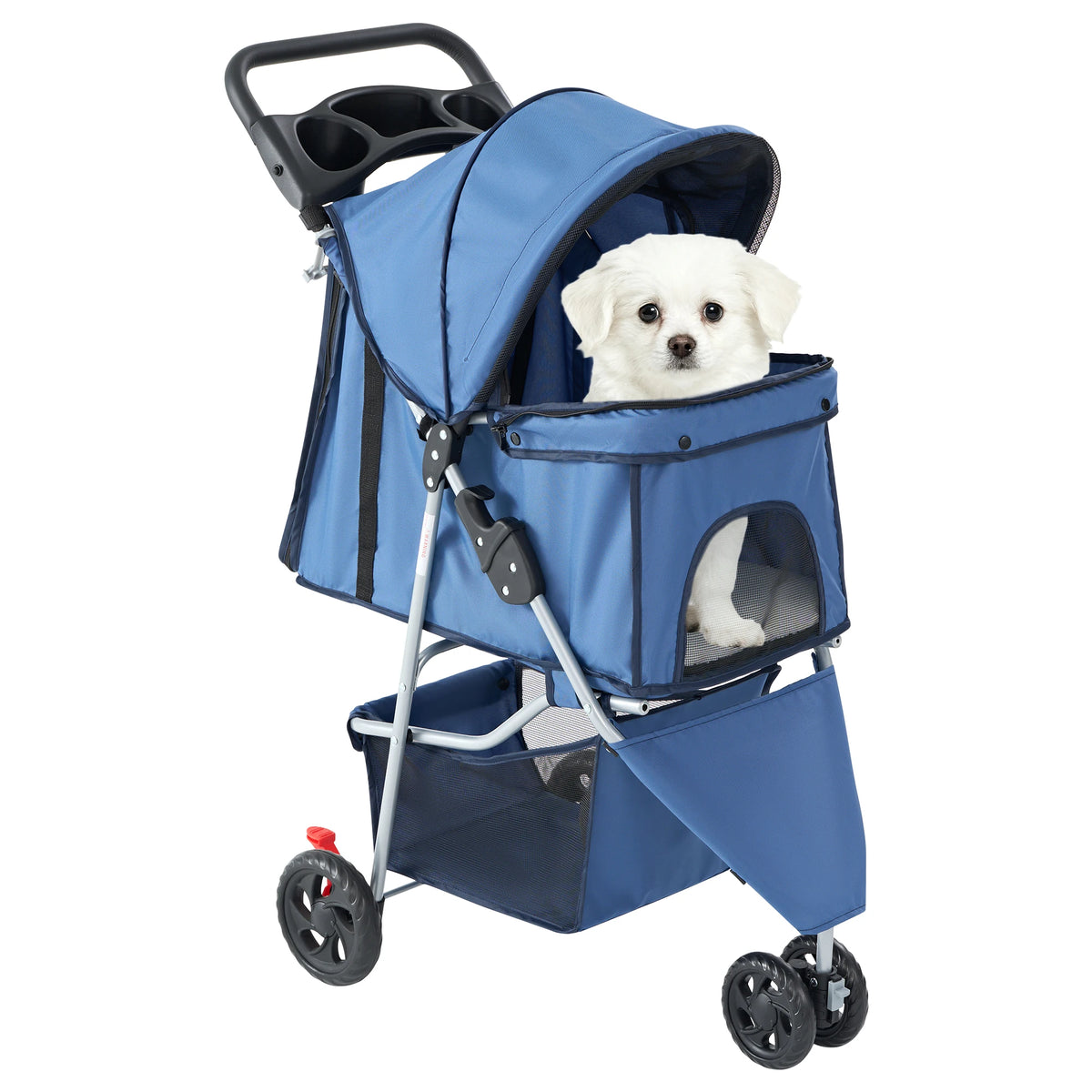 DUMOS Foldable 3 Wheel Pet Stroller With Storage Basket