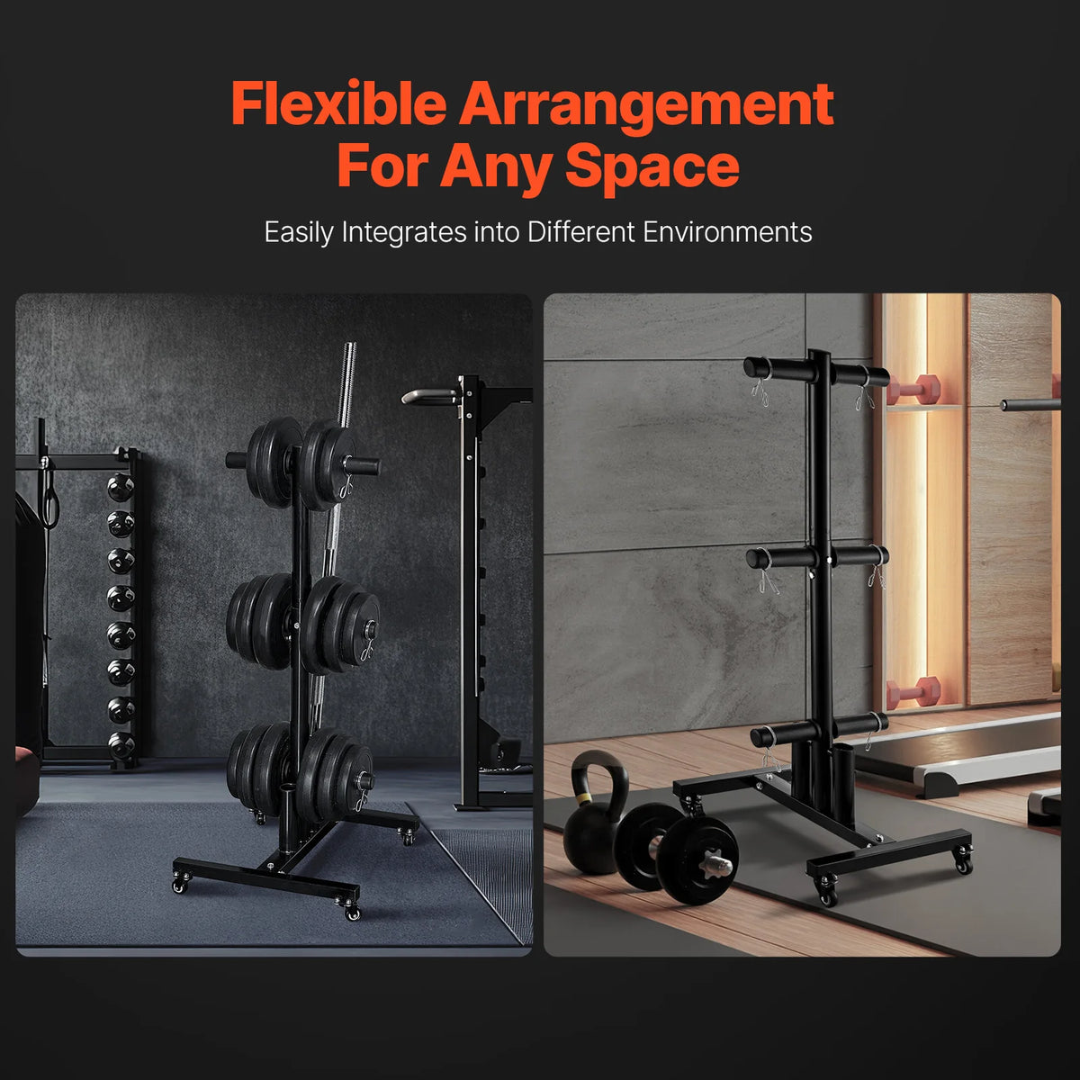 Vevor Weight Plate Rack With Rolling Wheels And Storage Stand