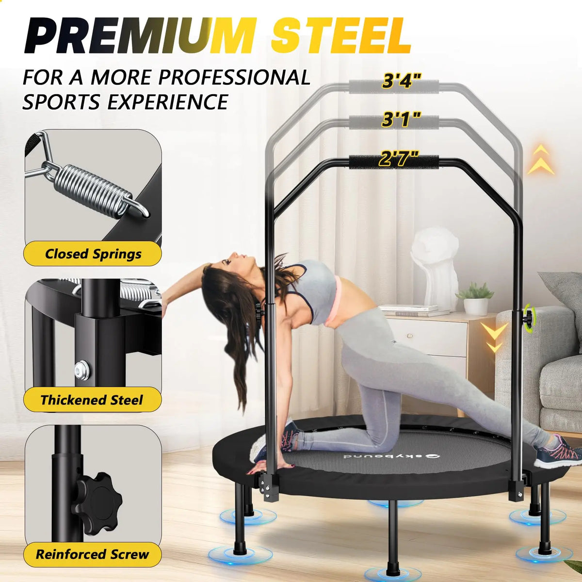 Professional Foldable Mini Rebounder Trampoline For Home Cardio Fitness