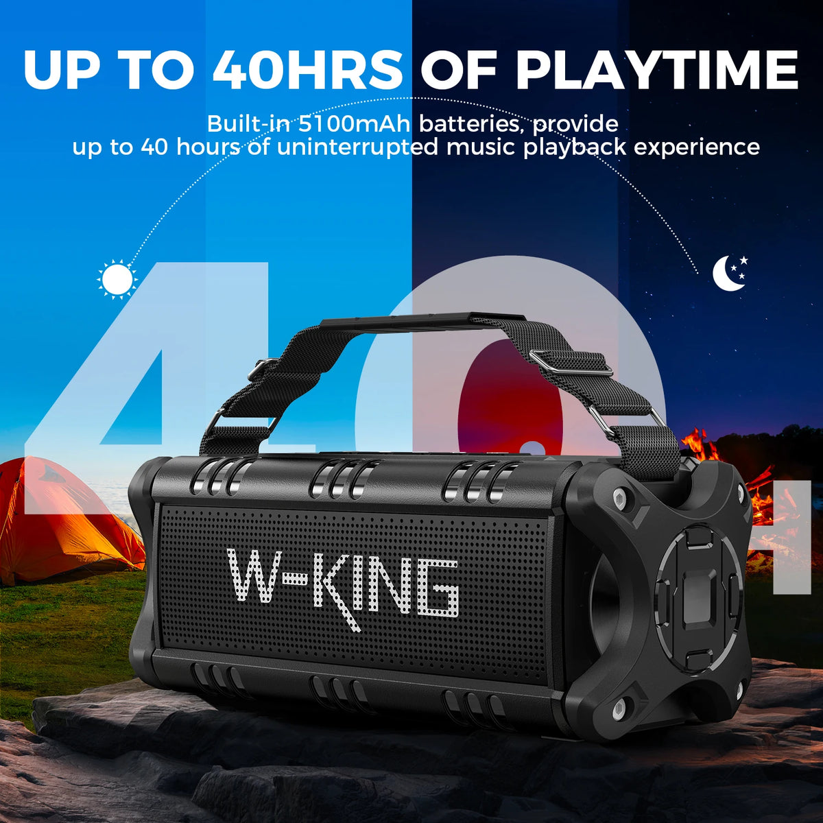 W-KING D8 50W Waterproof Bluetooth Portable Outdoor Speaker