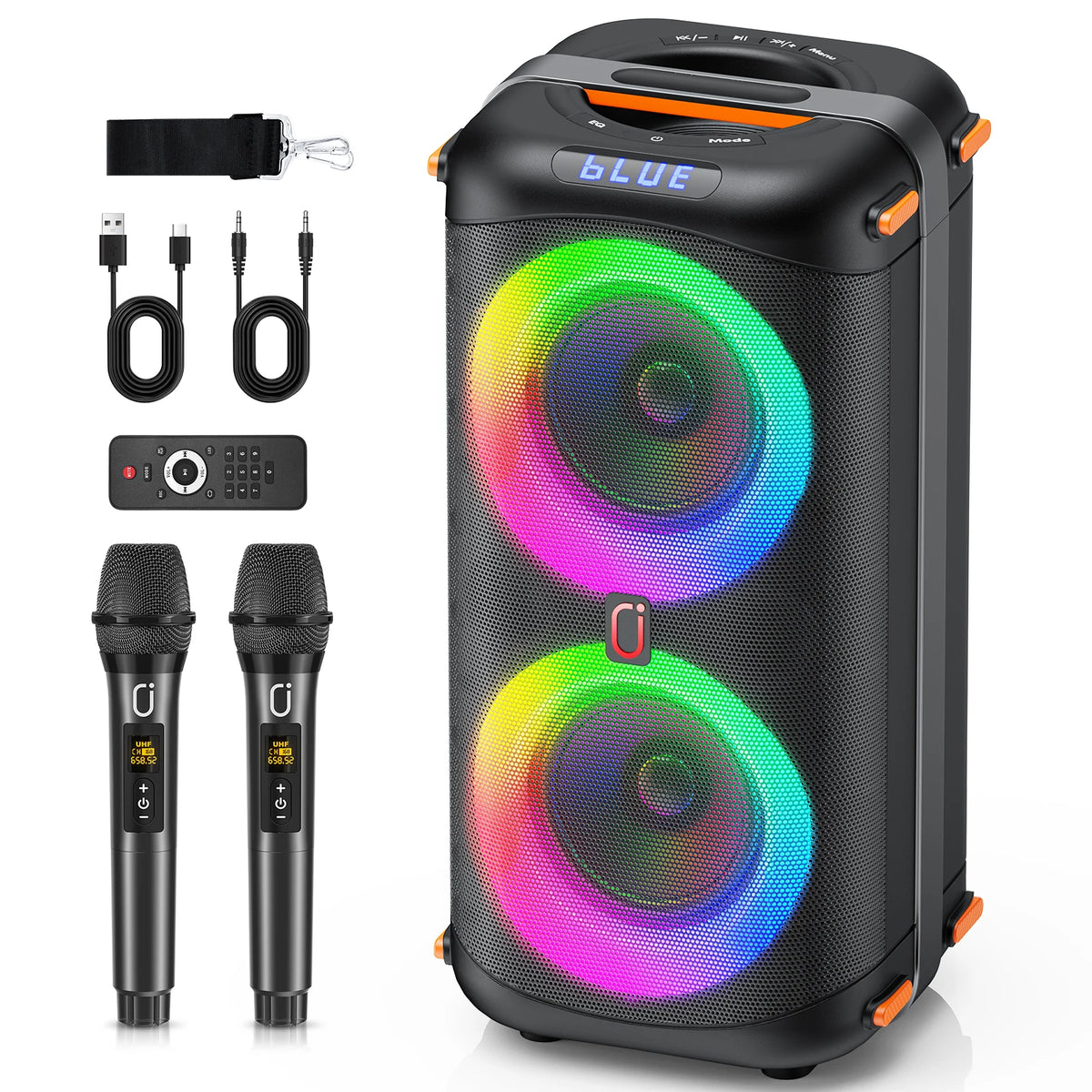 FanFun Wireless Karaoke Speaker With Dual Microphones And Led Lighting