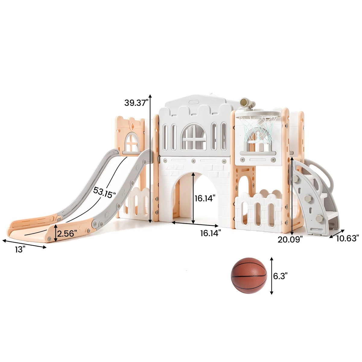 8 In 1 Toddler Slide Indoor Outdoor Kids Playset With Basketball Hoop