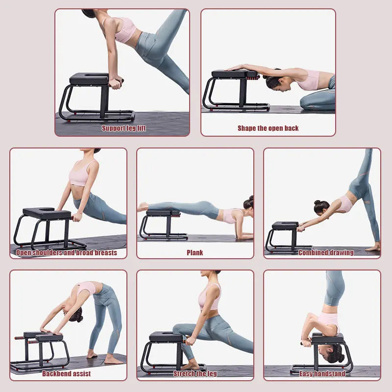 KBQ Multifunctional Inverted Yoga Stool With Double Armrests