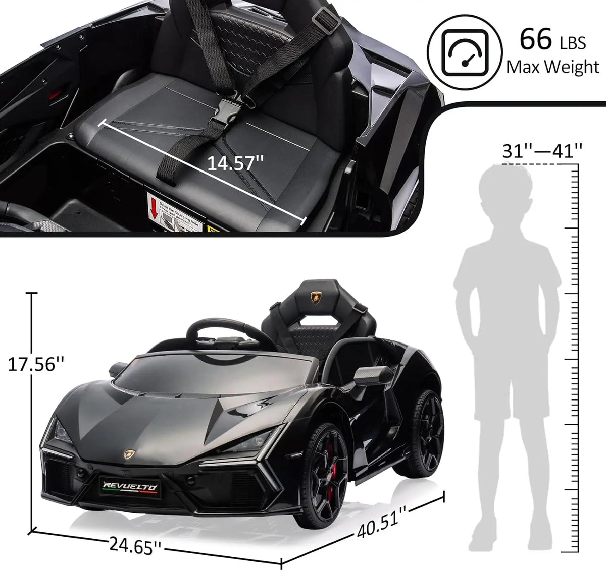 HiMiss Kids Electric Ride On Car With Remote Control Headlight