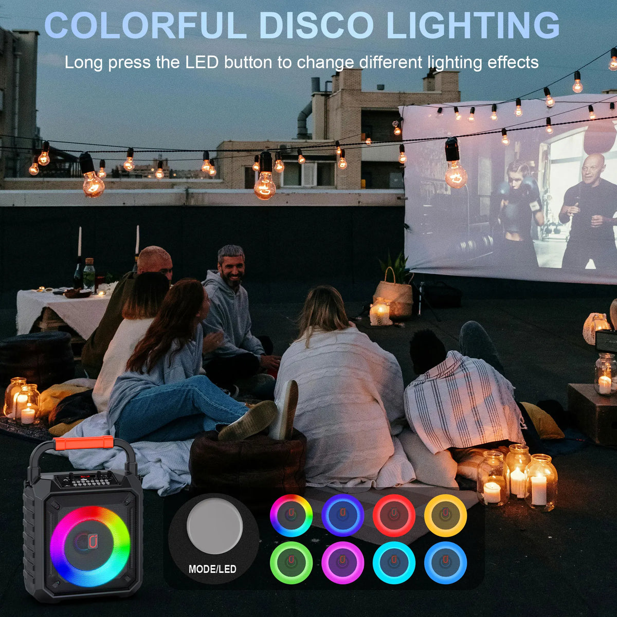 FanFun Wireless Karaoke Speaker With Dual Mics And Party Lights