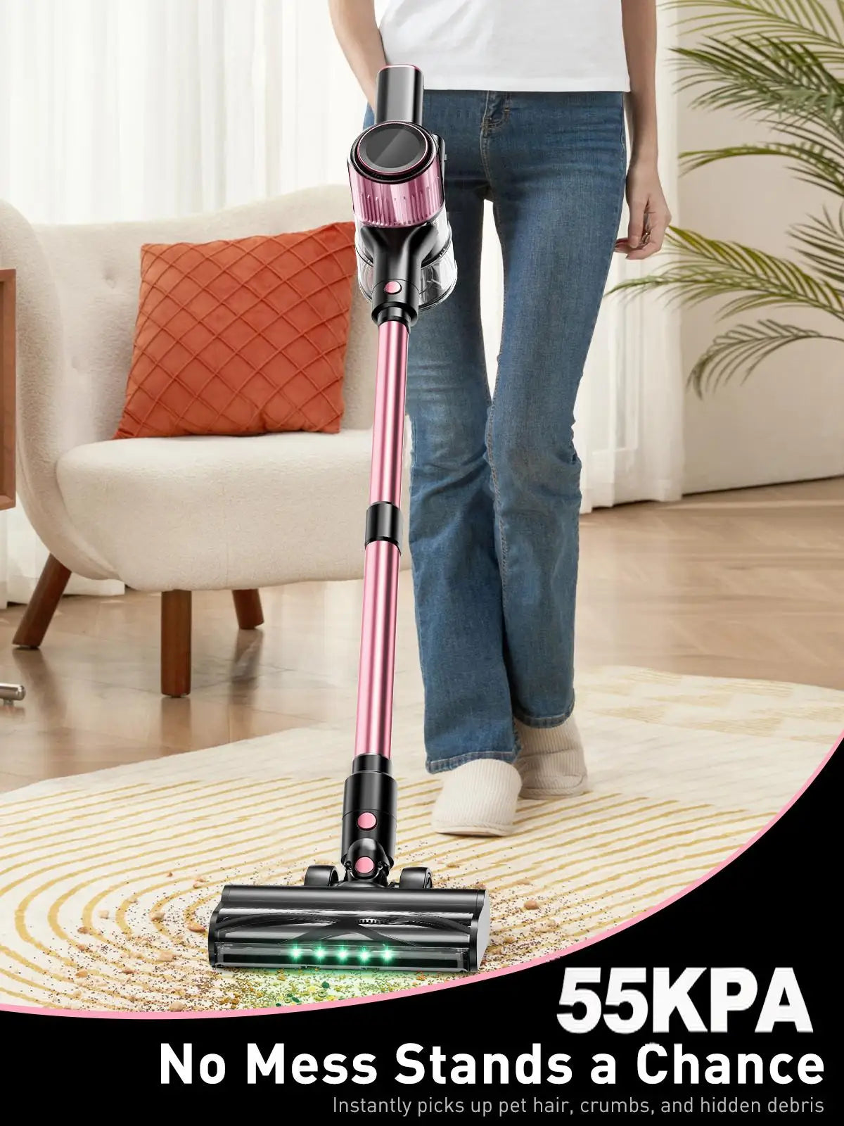 Suxiangvac Cordless Stick Vacuum With 55Kpa Suction And Bagless Design
