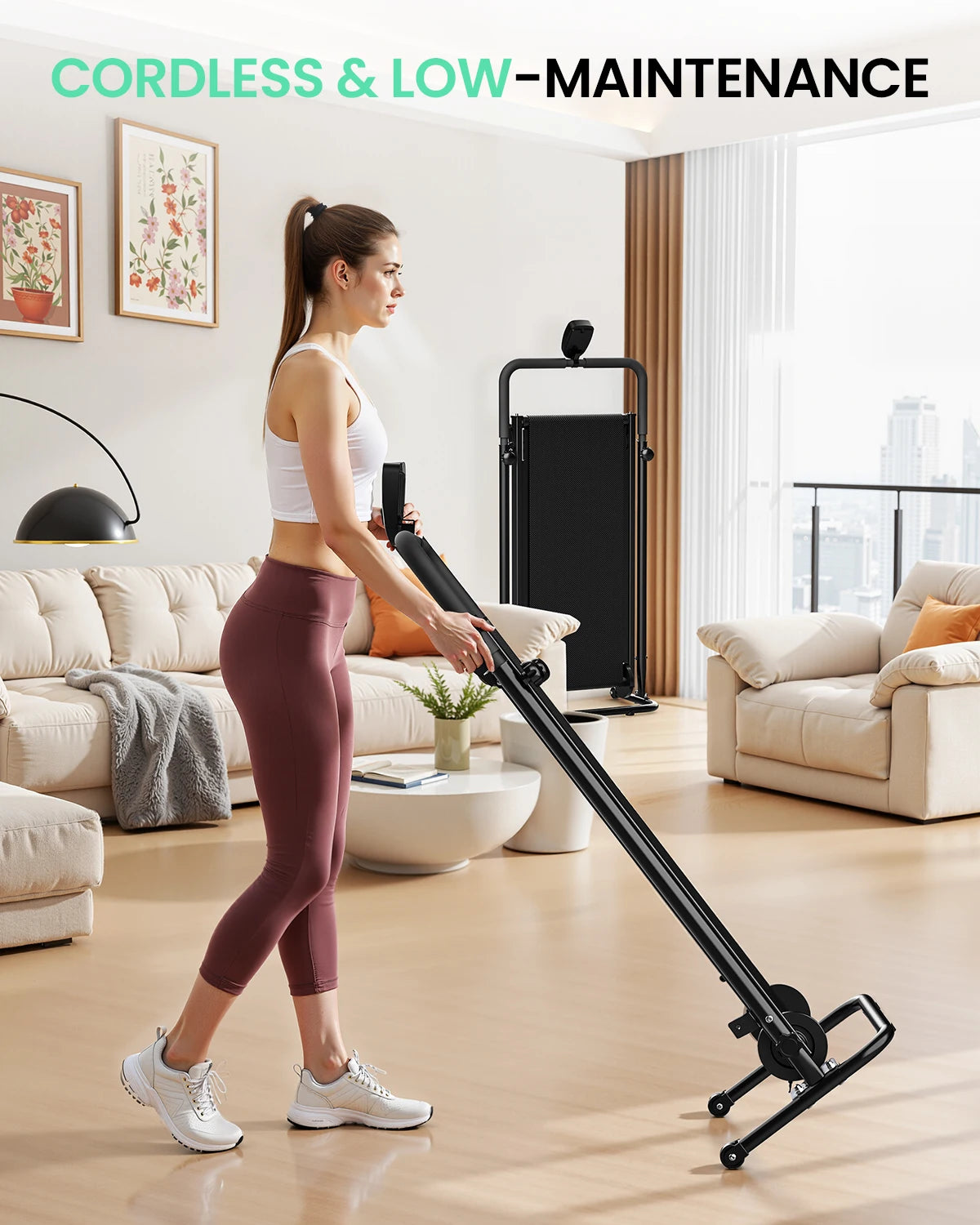 Akluer Mechanical Treadmill With Dual Flywheel And LCD Monitor