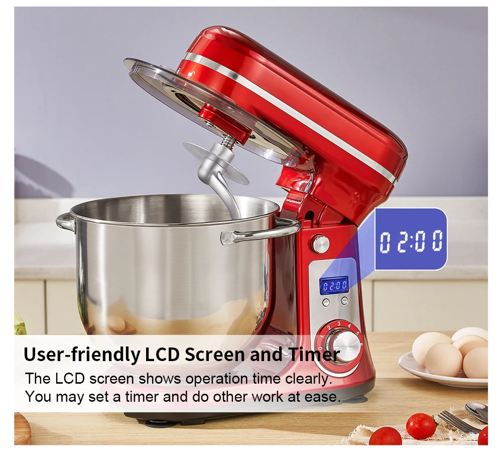 Biolomix 6 Speed Kitchen Stand Mixer Stainless Steel Bowl