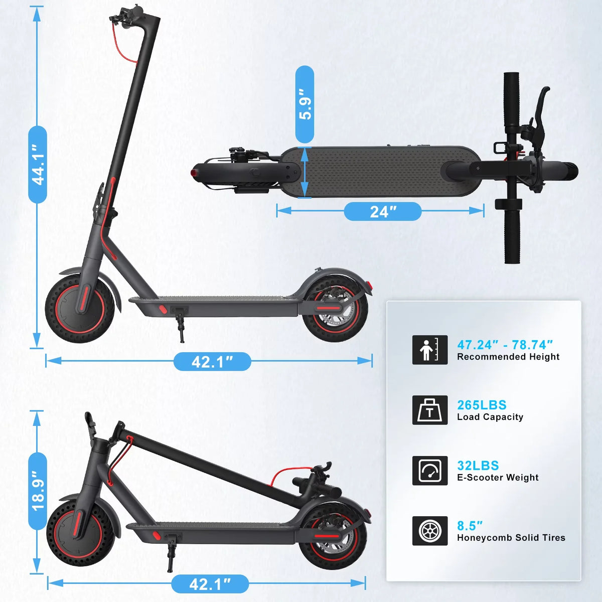 Obx Foldable Electric Scooter 350W Motor 16 Mile Range Adults