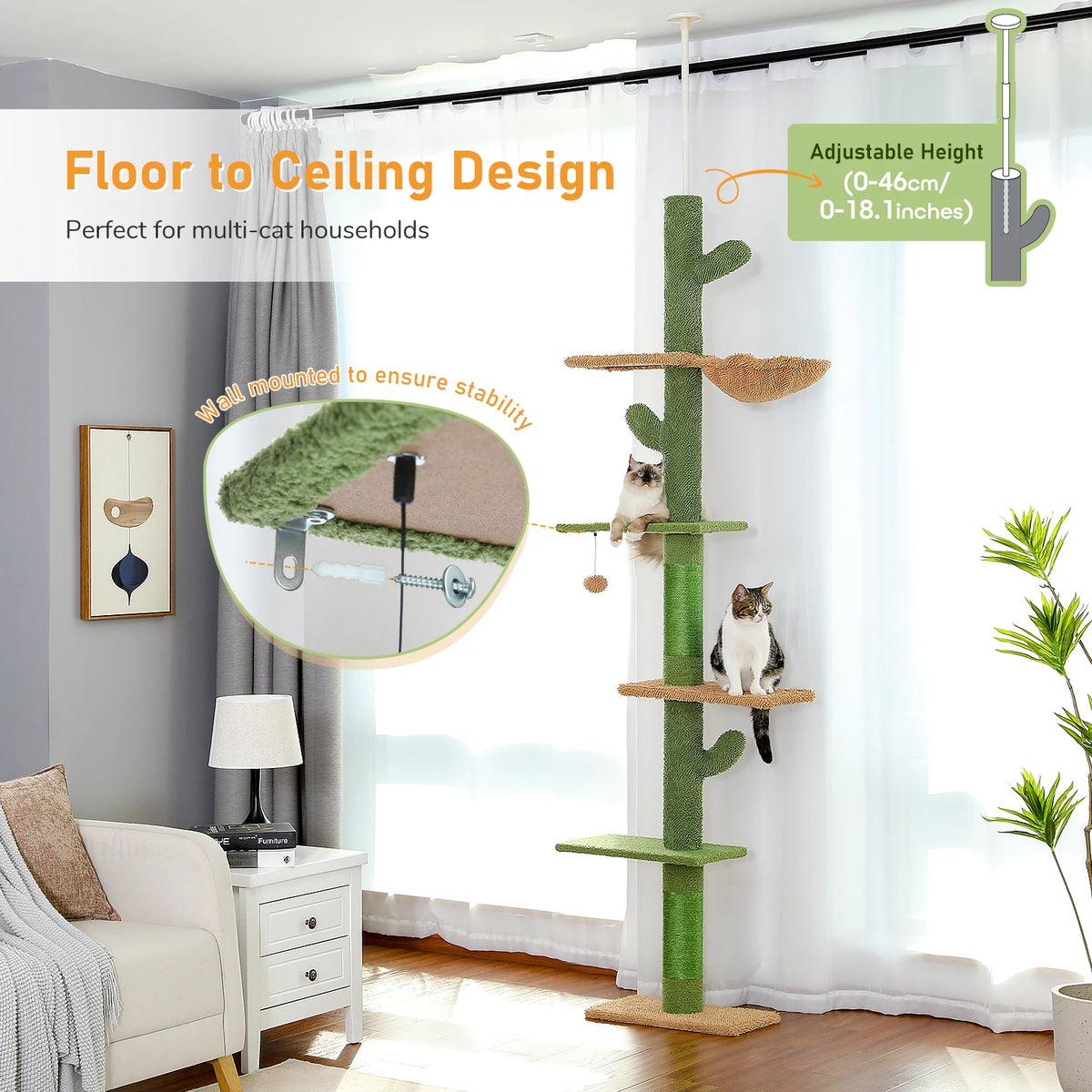 Pawz Road Premium Cat Tree With Hammock And Scratching Post