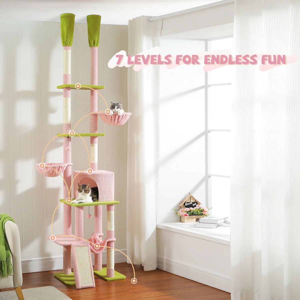 PAWZ Road Cactus Cat Tree Floor To Ceiling Climbing Tower