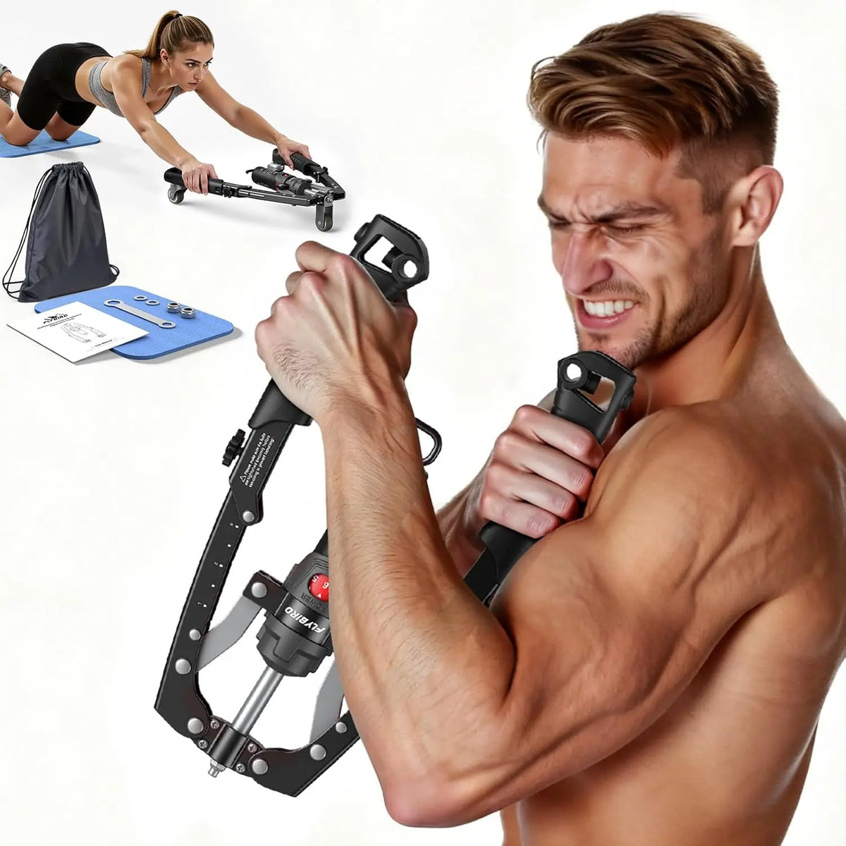 Fed Fitness Hydraulic Arm Trainer With Ab Roller Wheel