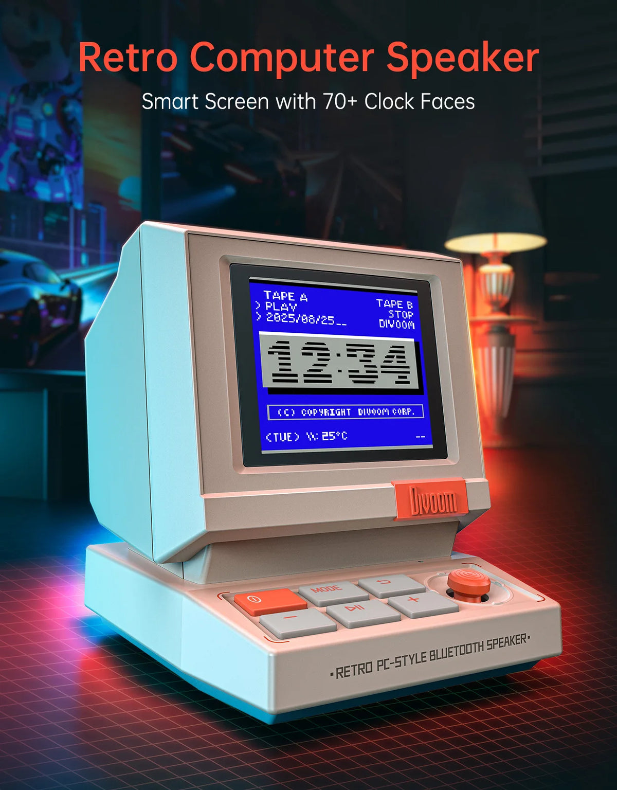 Divoom MiniToo Retro Portable Bluetooth Speaker Pixel Display