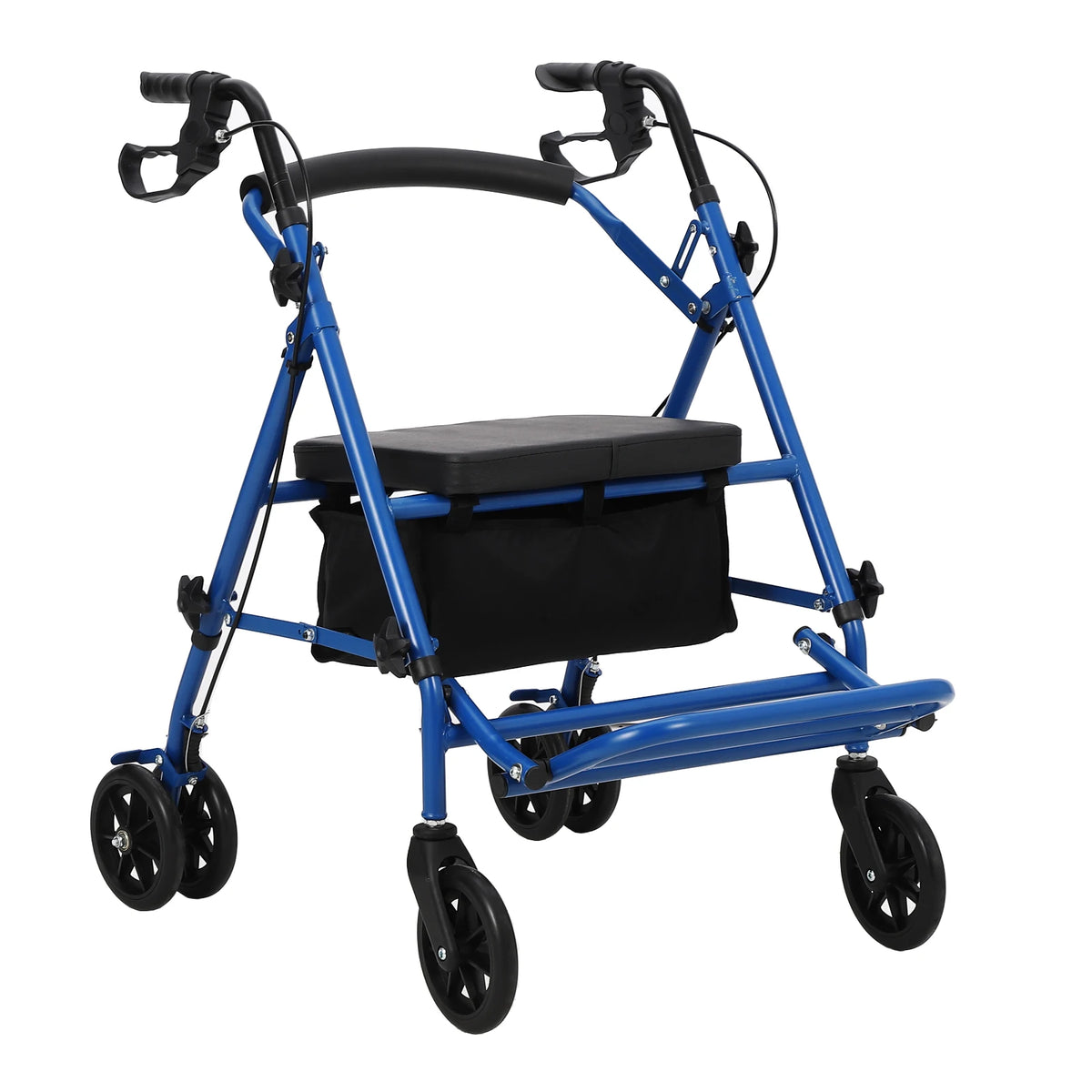 Folding Aluminum Rollator Walker With Seat And Backrest For Seniors