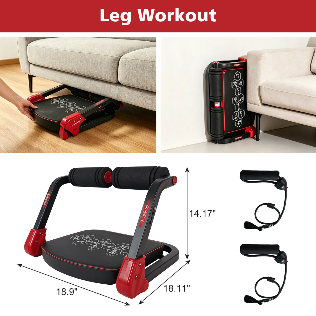 Abdominal Core Trainer Machine With Resistance Bands For Home Gym
