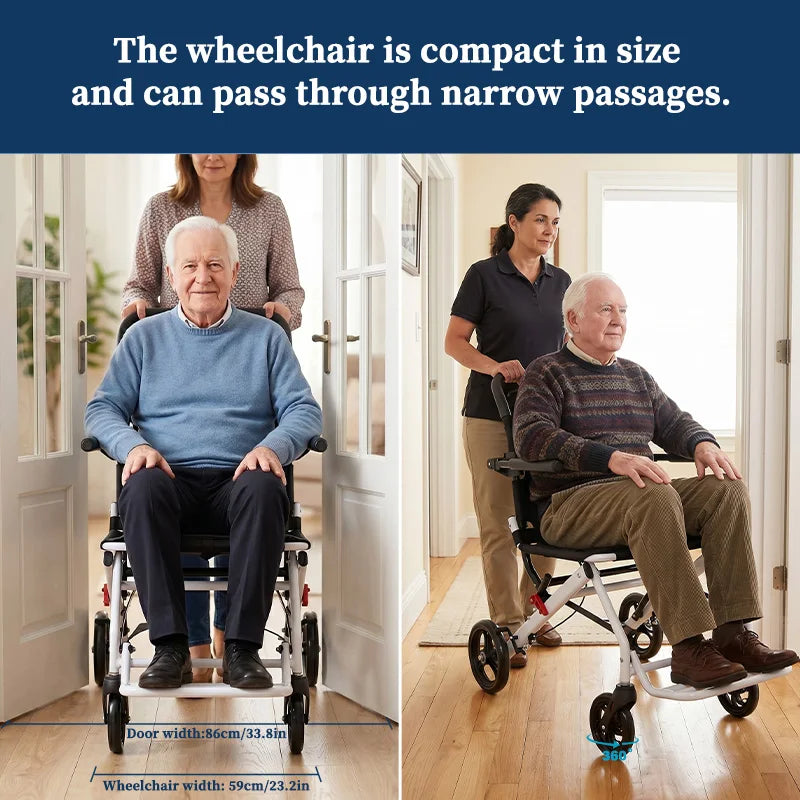CvitalelPersd Lightweight Foldable Travel Wheelchair For Adults And Seniors