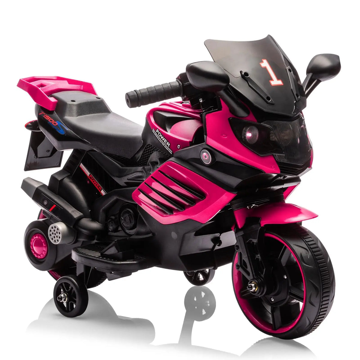 HiMiss Kids Electric Ride On Motorcycle With Training Wheels Toddlers