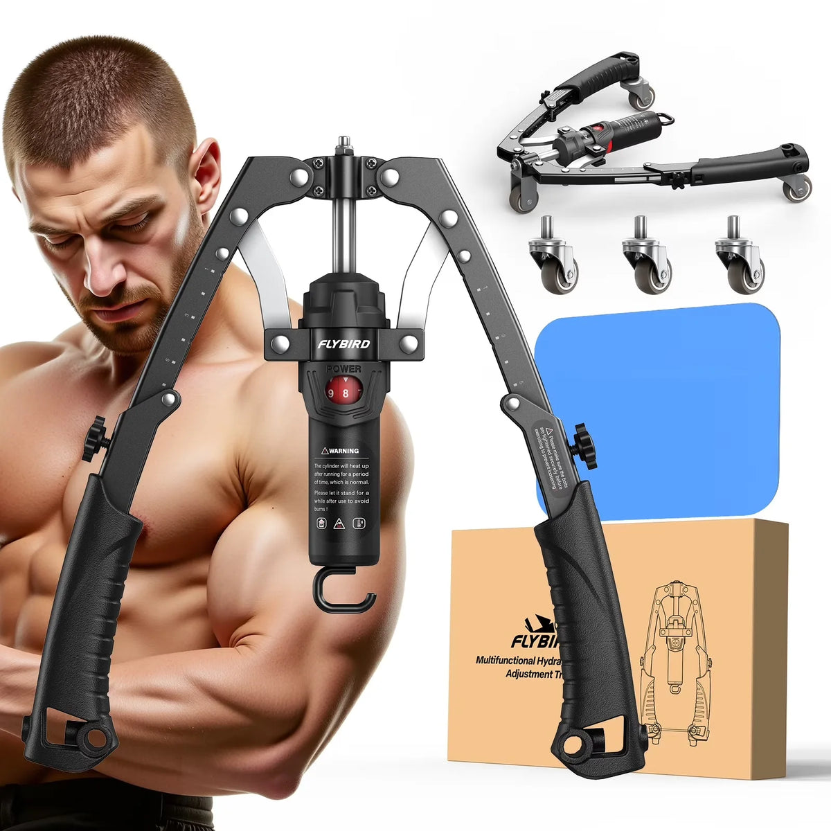 Fed Fitness Hydraulic Arm Trainer With Ab Roller Wheel