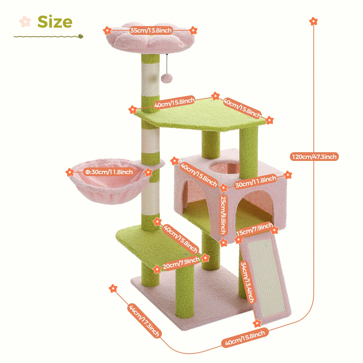 PAWZ Road Flower Multi Level Cat Tower With Sisal Posts