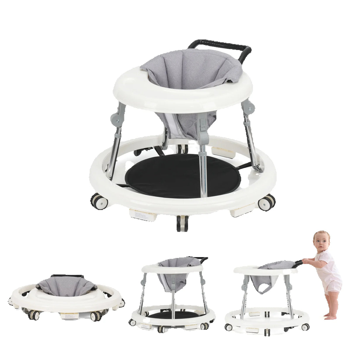 Wismind Adjustable Foldable Baby Walker With Activity Tray