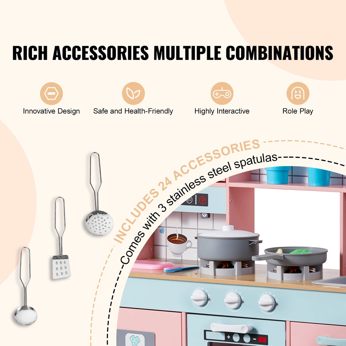 SucceBuy Kids Pretend Cooking Playset With Lights And Sounds