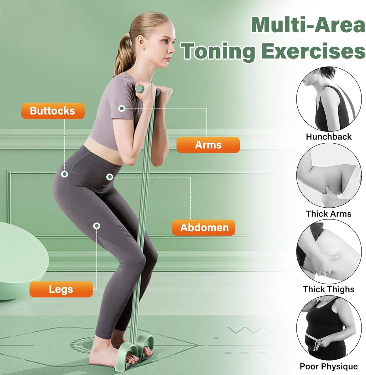 Natural Rubber Pedal Resistance Bands With Heavy Duty Handles