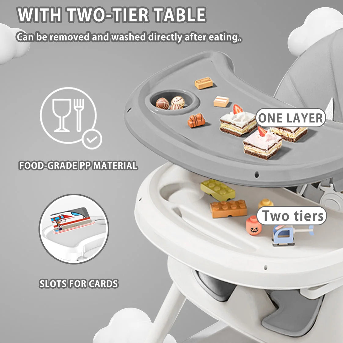 Piorlado Foldable Baby High Chair With Tray And Rack