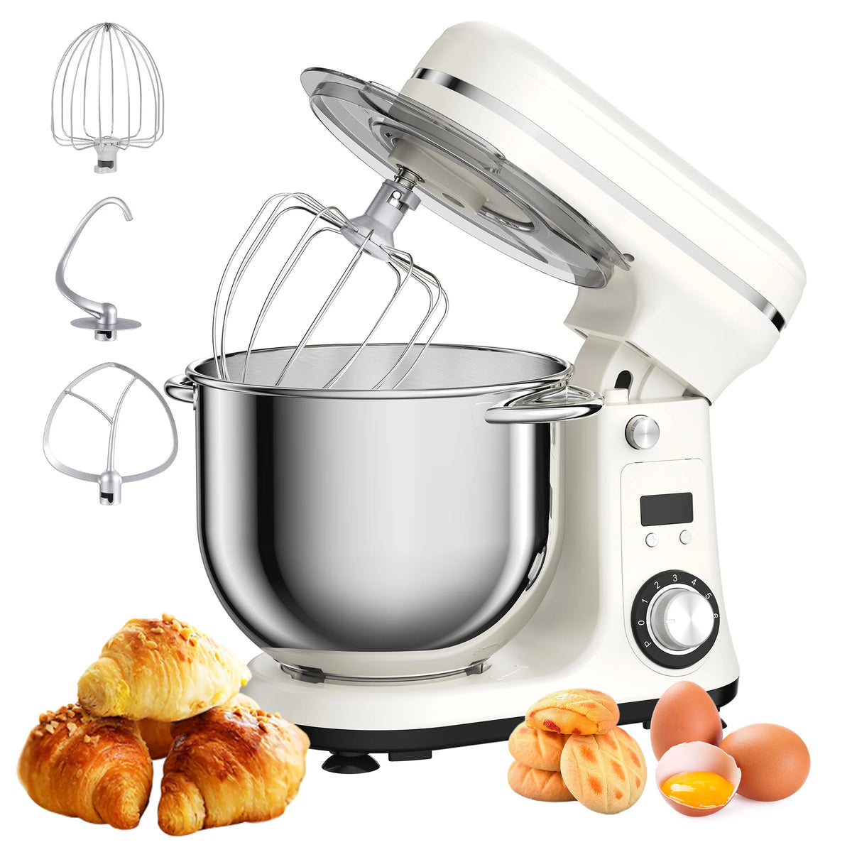 Biolomix 6 Speed Kitchen Stand Mixer Stainless Steel Bowl
