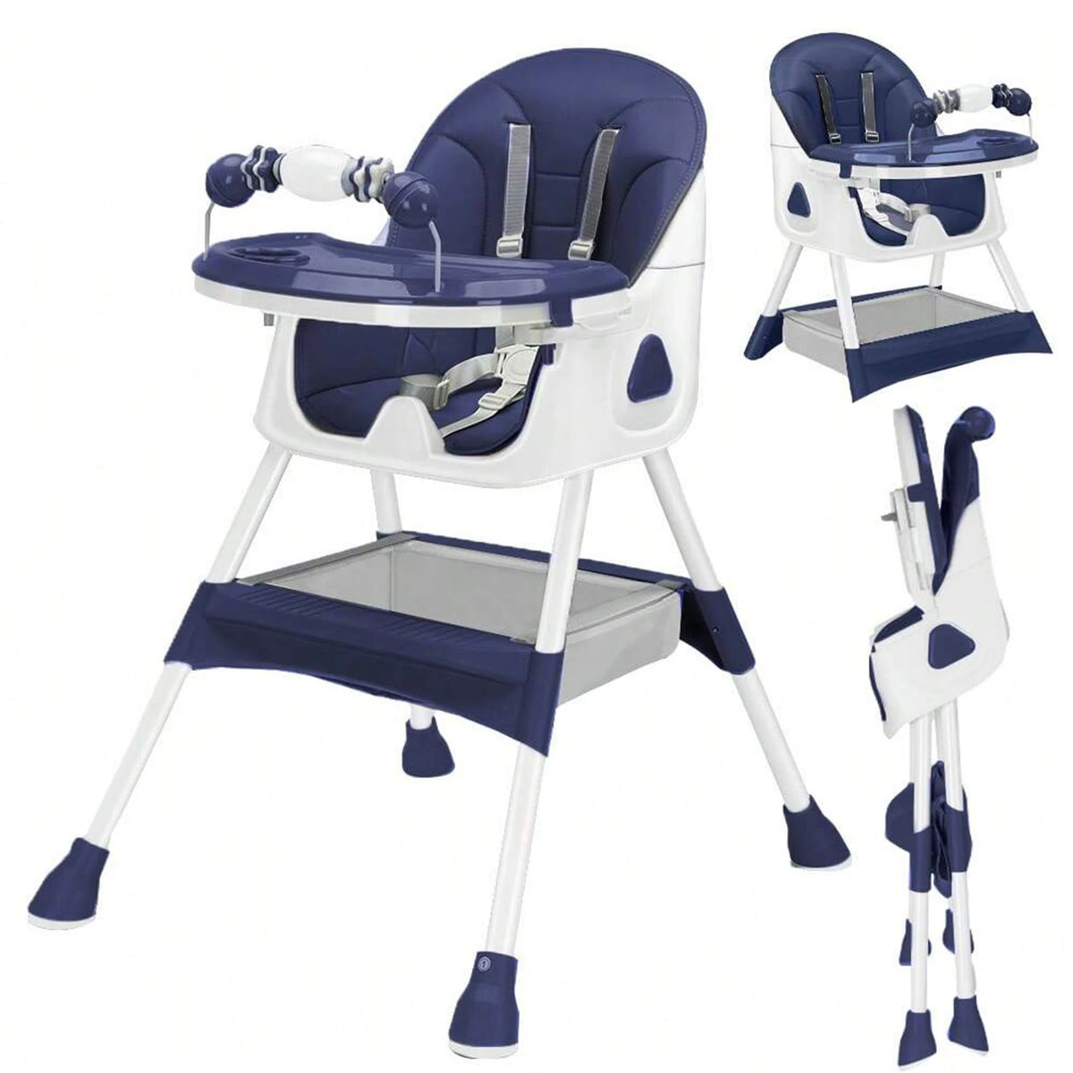 Piorlado Foldable Baby High Chair With Tray And Rack